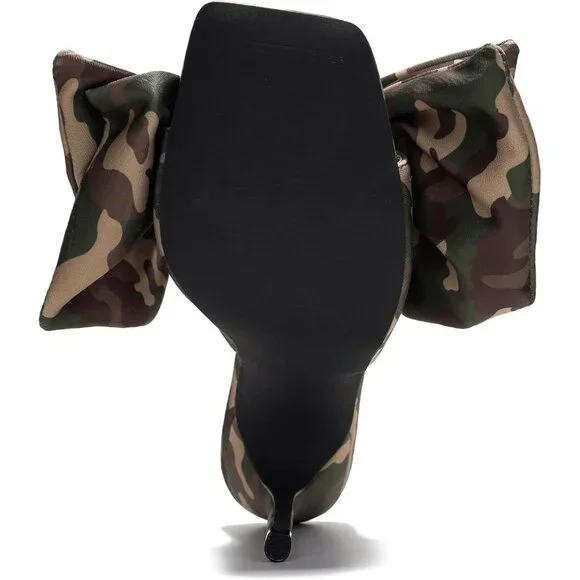 Women's Multicolor Bow Slip On Square Toe Hight Heeled Heels Sandals Shoes - Picture 8 of 8